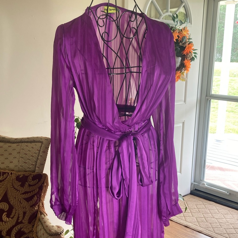 Elegant Purple Vintage Inspired Sheer Robe